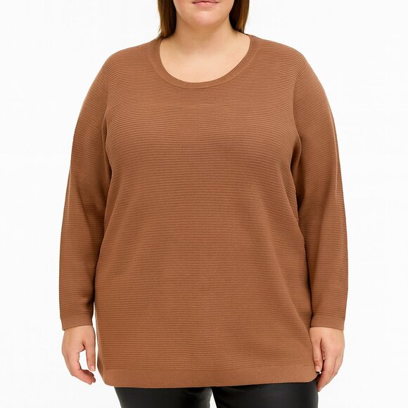 NWT Cyrus Brown Fall Plus Size Relaxed Fit Oversized Sweater With Side Splits - Picture 1 of 11
